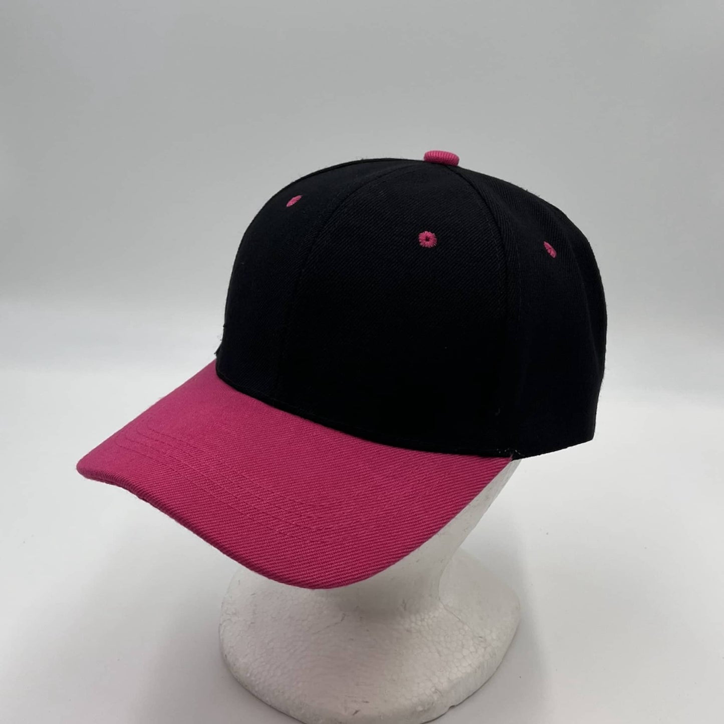 Alpha Omega Cap Plain Two Tone Velcro Black and Pink Eyelets/Bill 12 pack PCV0227 Cap Hat