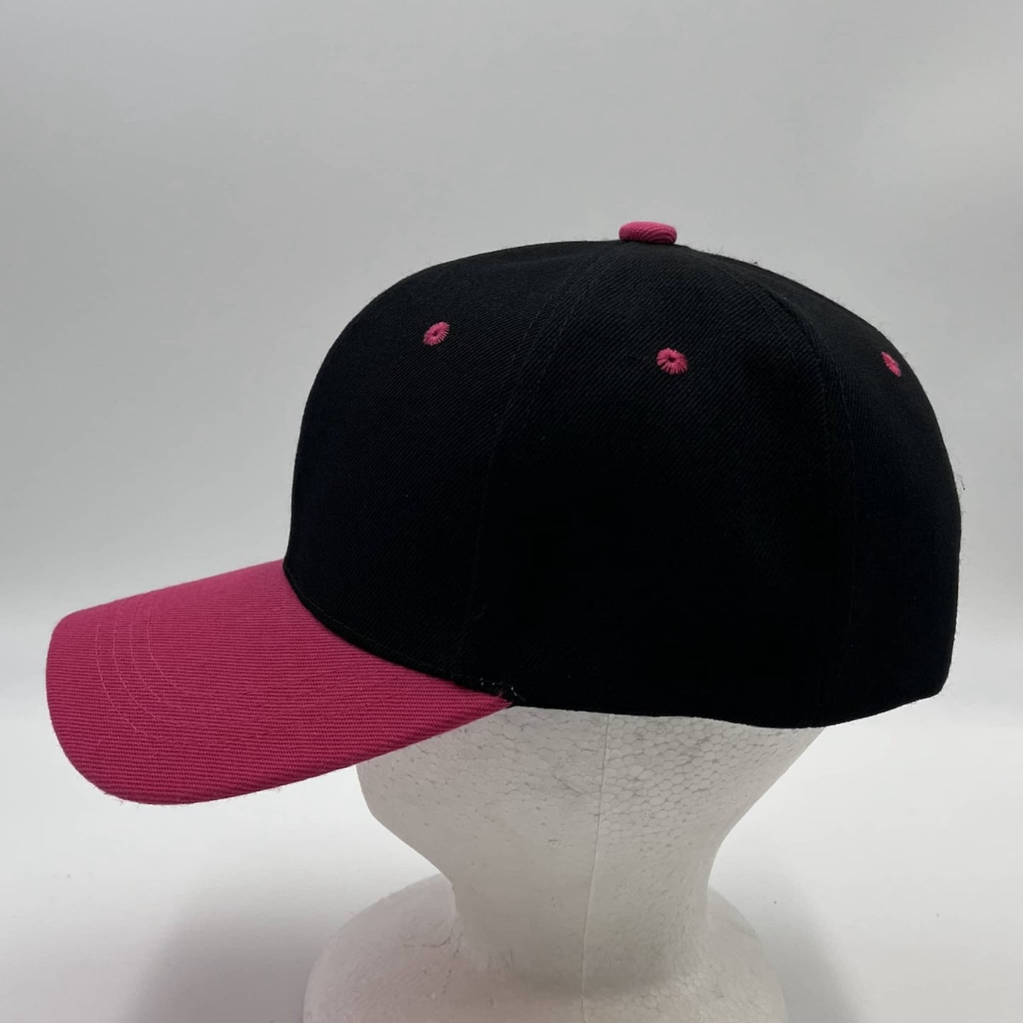 Alpha Omega Cap Plain Two Tone Velcro Black and Pink Eyelets/Bill 12 pack PCV0227 Cap Hat