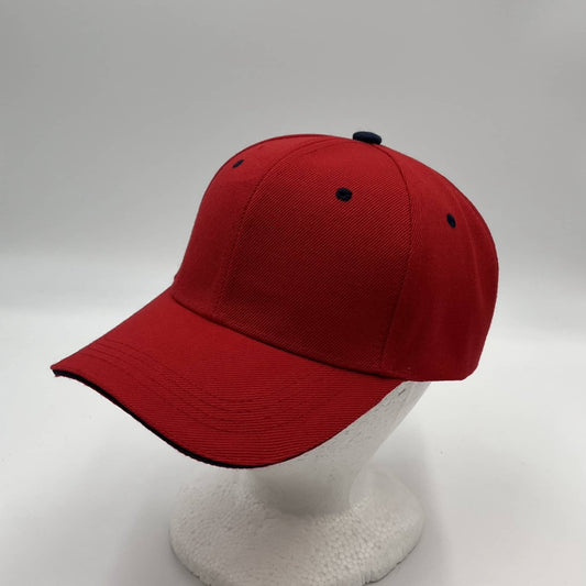 Plain Sandwich Velcro Red and Navy Blue Eyelets 12 pack PCV0326 Cap Hat