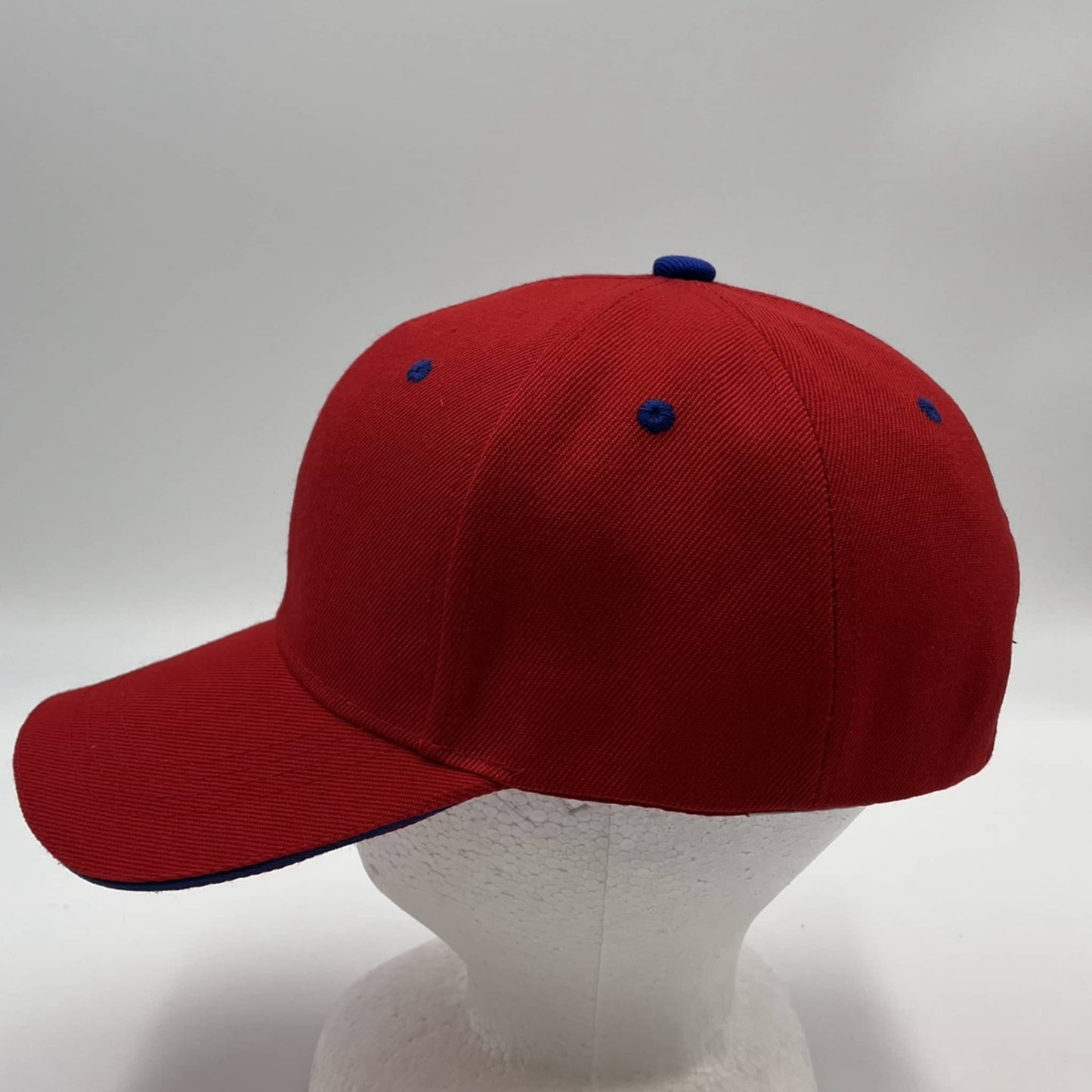 Plain Sandwich Velcro Red and Blue Eyelets 12 pack PCV0332 Cap Hat