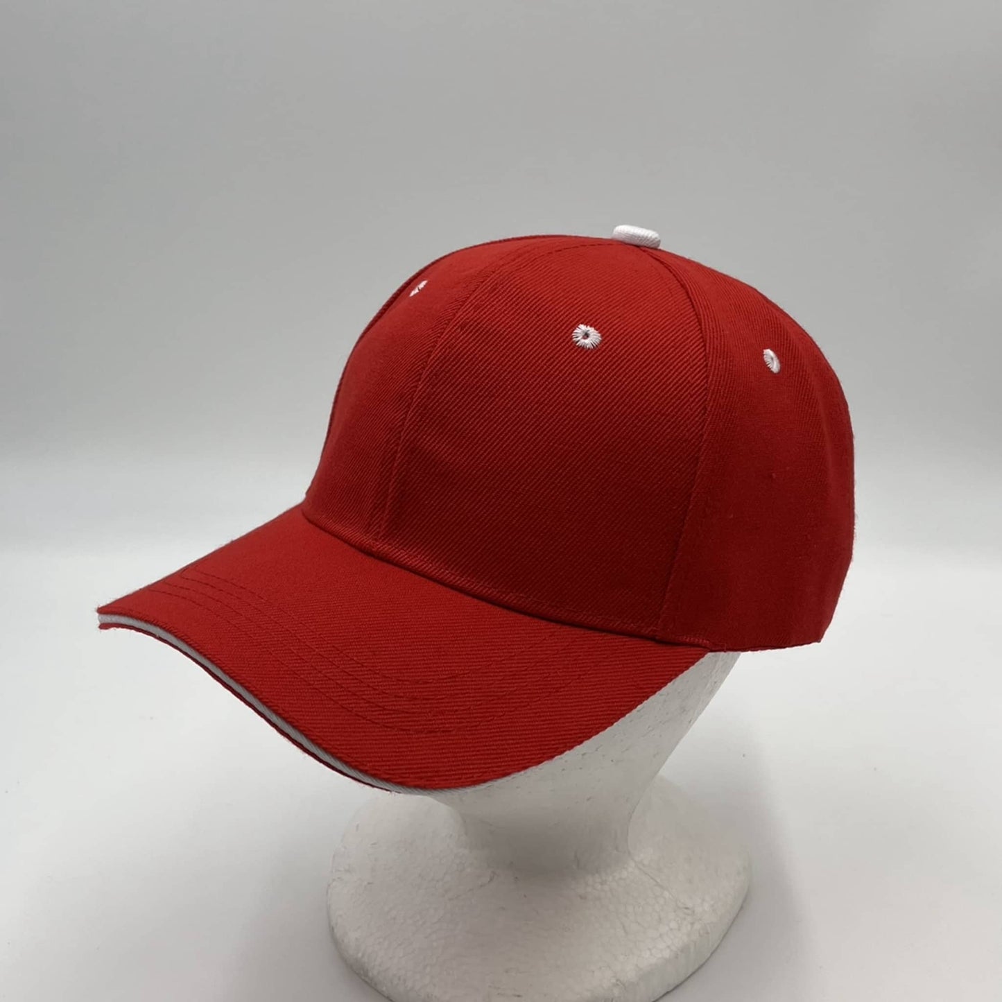 Alpha Omega Cap Plain Sandwich Velcro Red and White Eyelets 12 pack PCV0325 Cap Hat