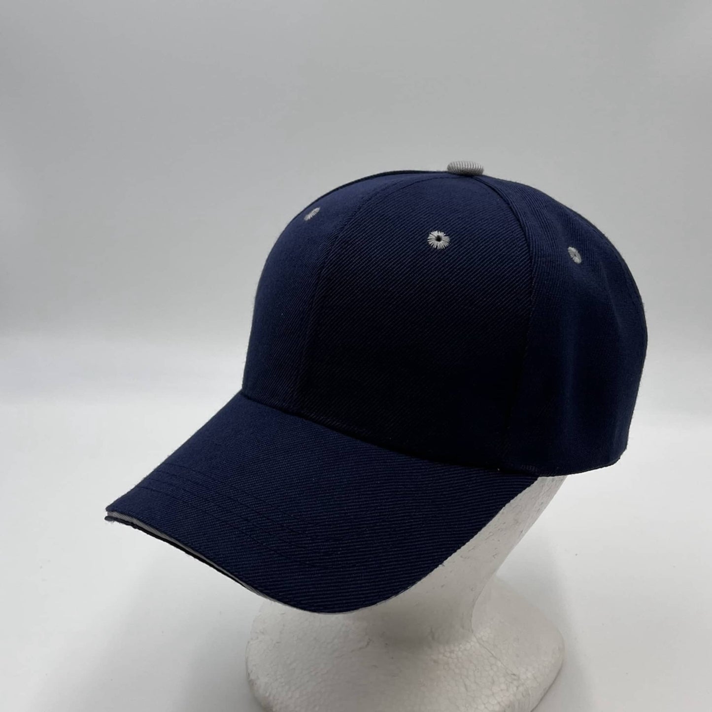 Alpha Omega Cap Plain Sandwich Velcro Navy Blue and Gray Eyelets 12 pack PCV0345 Cap Hat