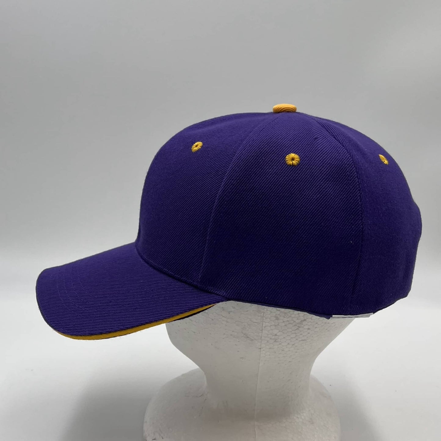 Alpha Omega Cap Plain Sandwich Velcro Purple and Yellow Eyelets 12 pack PCV0337 Cap Hat