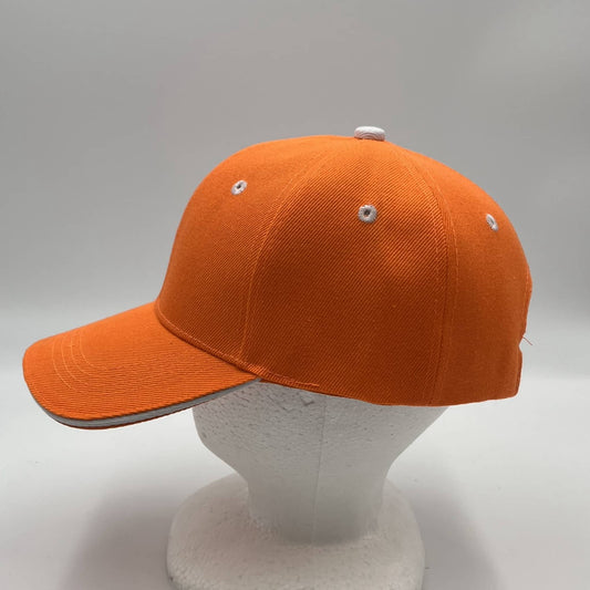 Plain Sandwich Velcro Orange and White Eyelets 12 pack PCV0313 Cap Hat