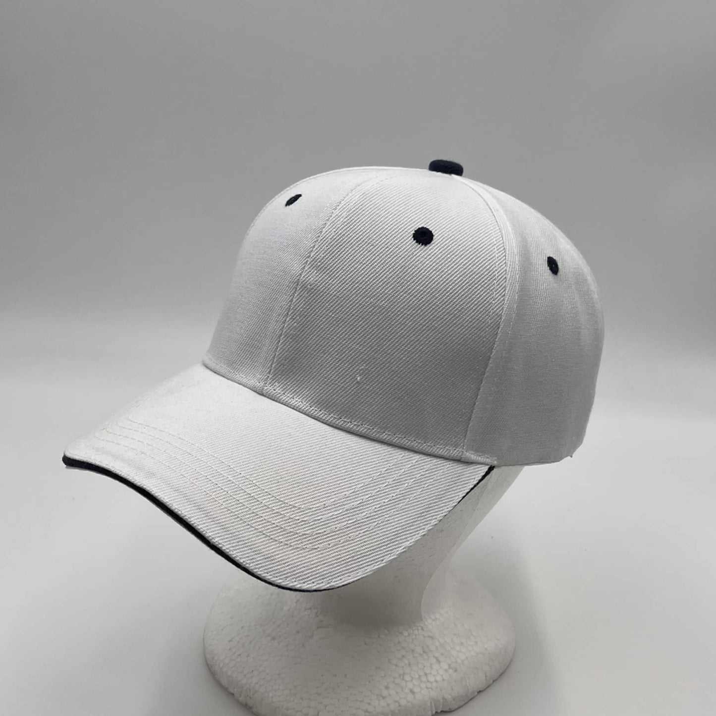 Plain Sandwich Velcro White and Black Eyelets 12 pack PCV0307 Cap Hat
