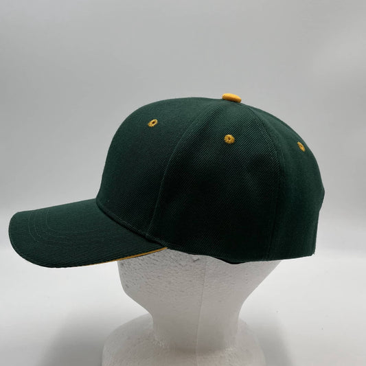 Alpha Omega Cap Plain Sandwich Velcro Forest Green and Yellow Eyelets 12 pack PCV0331 Cap Hat