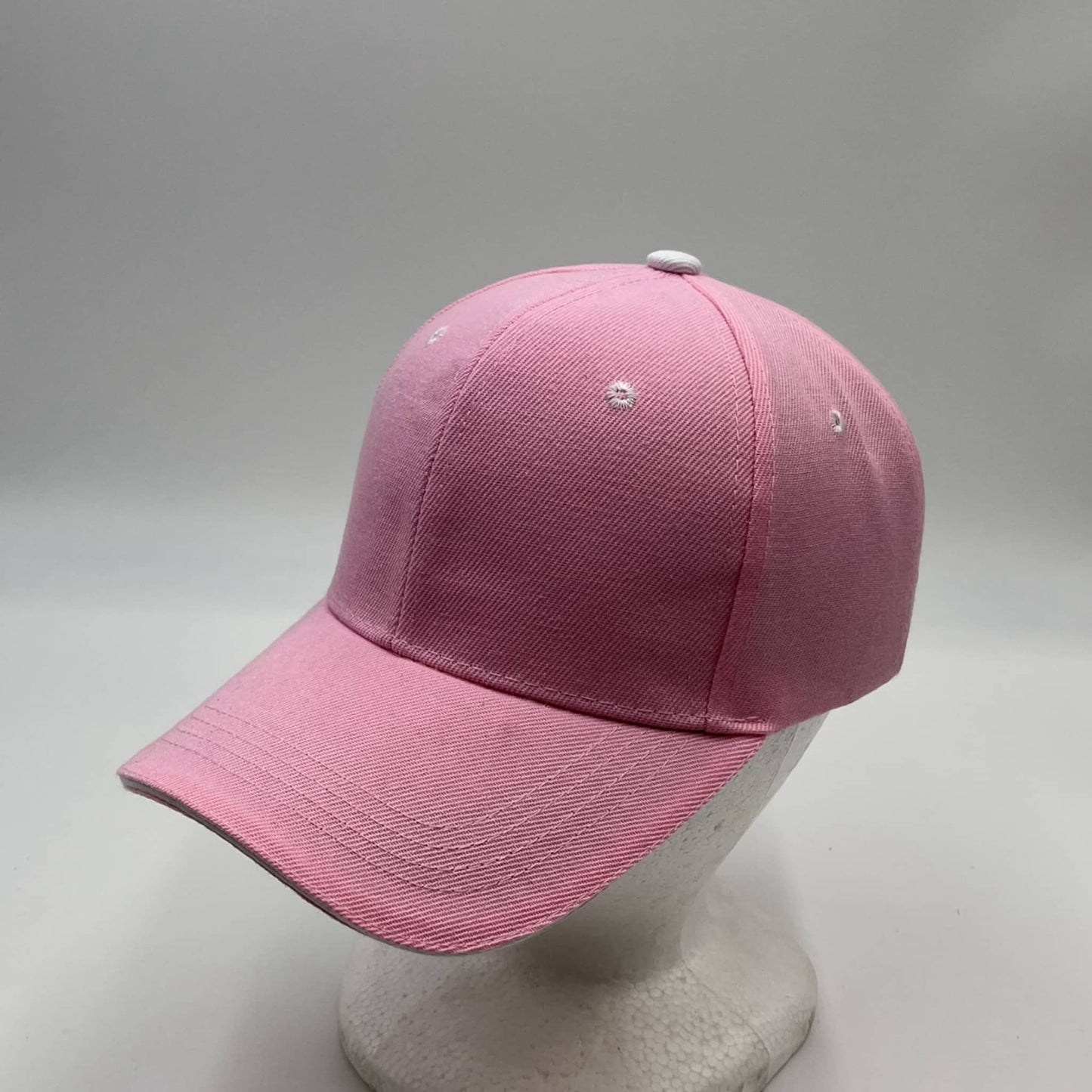 Plain Sandwich Velcro Baby Pink and White Eyelets 12 pack PCV0318 Cap Hat