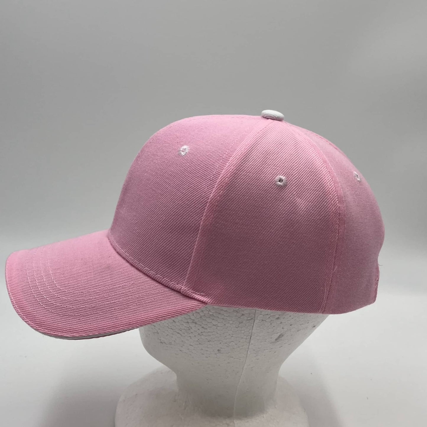 Plain Sandwich Velcro Baby Pink and White Eyelets 12 pack PCV0318 Cap Hat