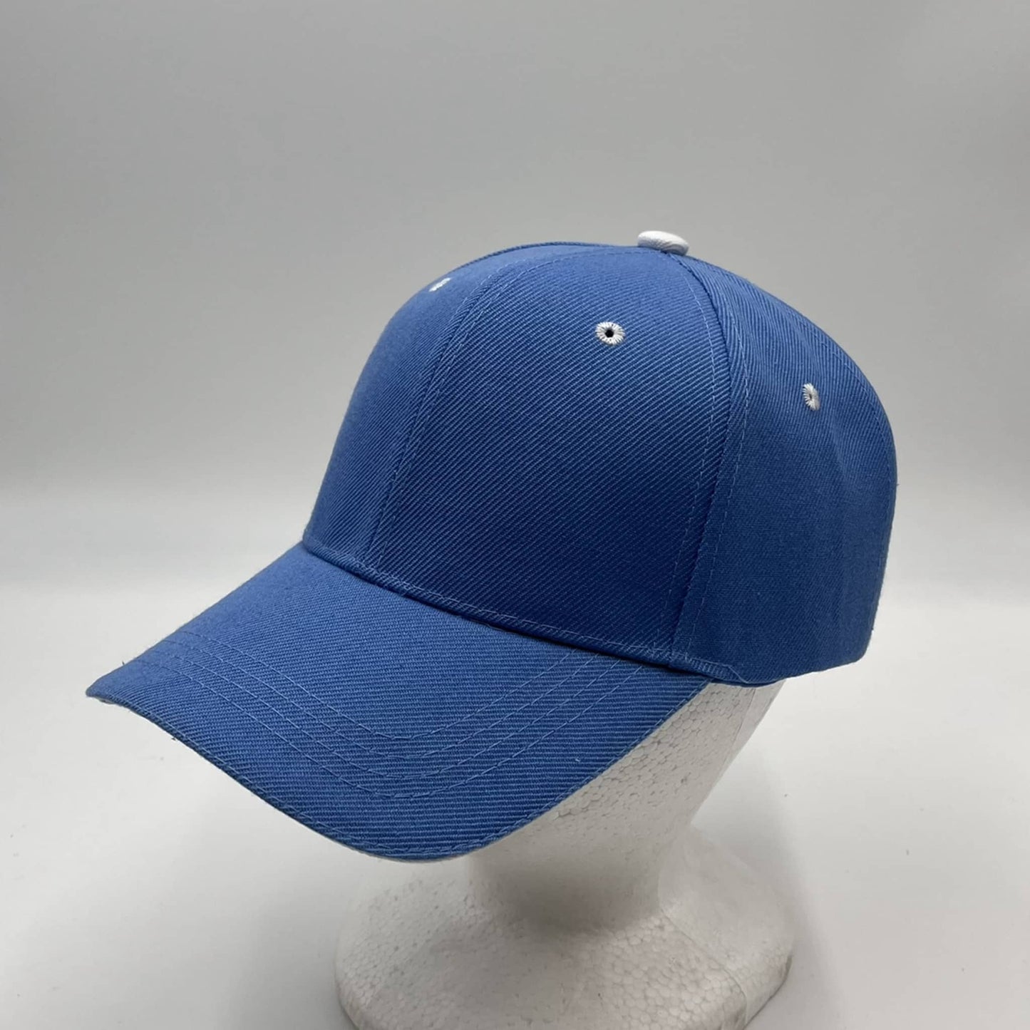 Plain Sandwich Velcro Baby Blue and White Eyelets 12 pack PCV0317 Cap Hat