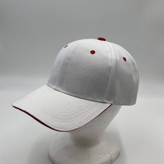 Plain Sandwich Velcro White and Red Eyelets 12 pack PCV0308 Cap Hat