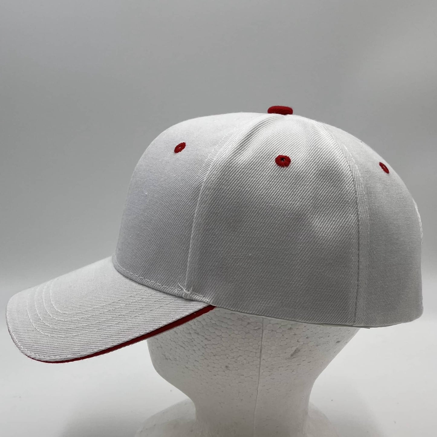 Alpha Omega Cap Plain Sandwich Velcro White and Red Eyelets 12 pack PCV0308 Cap Hat