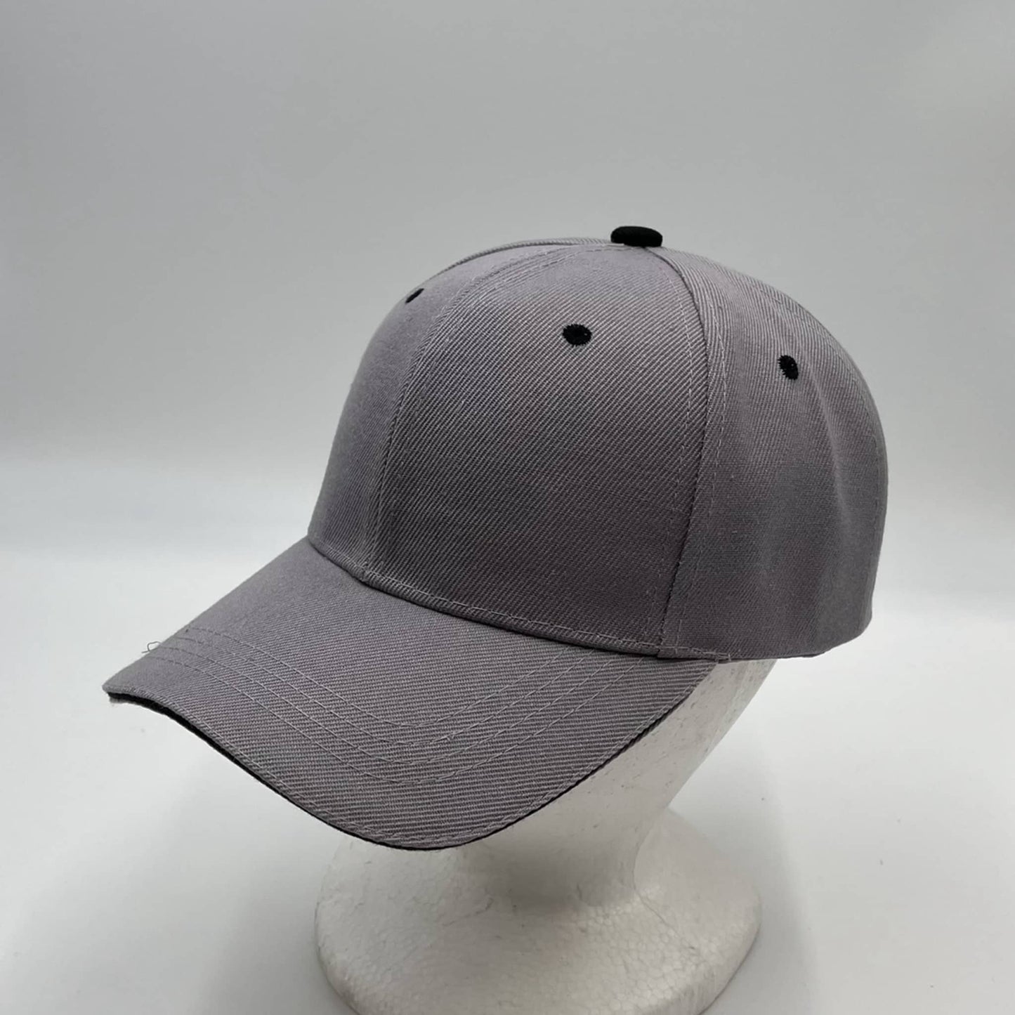 Plain Sandwich Velcro Gray and Black Eyelets 12 pack PCV0311 Cap Hat