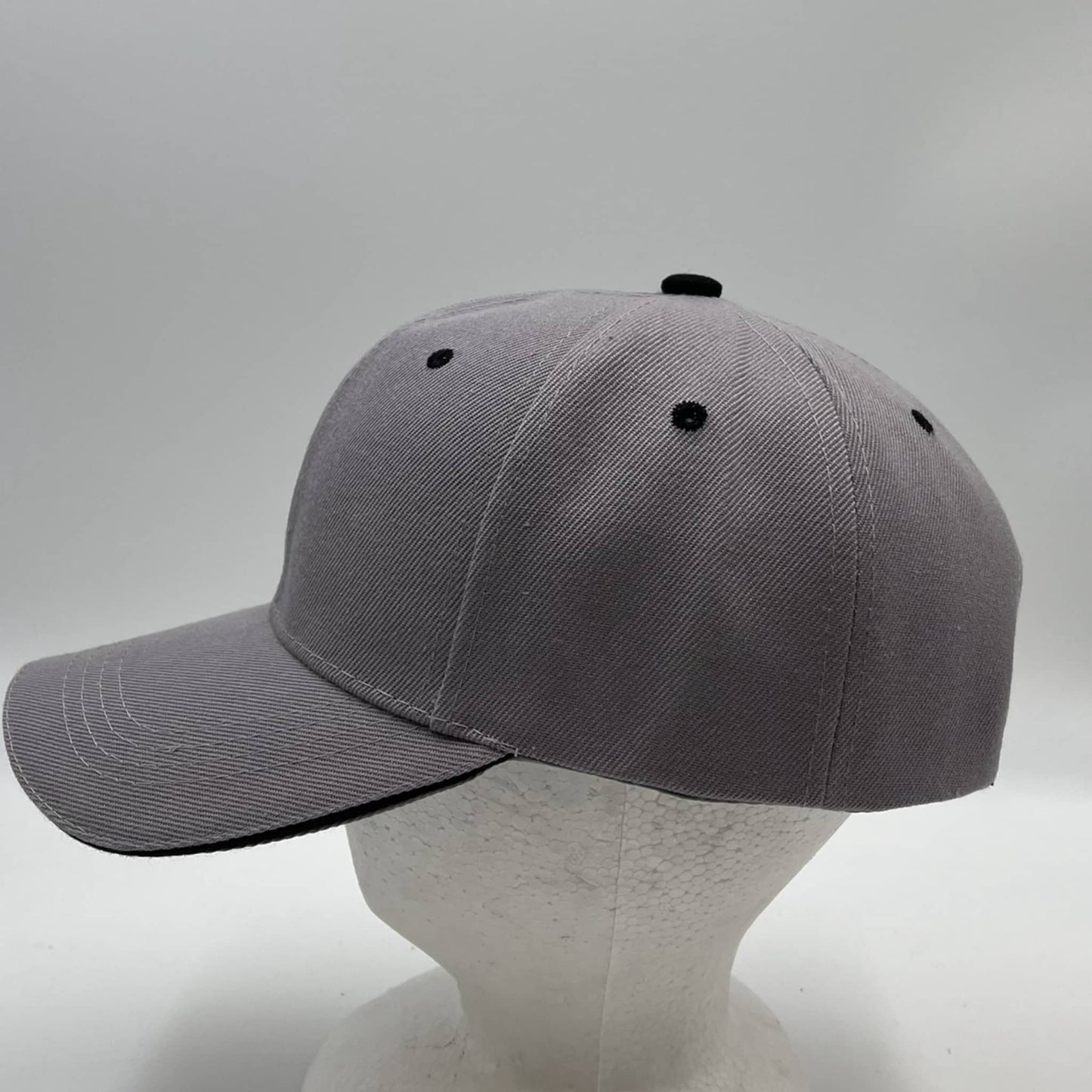 Plain Sandwich Velcro Gray and Black Eyelets 12 pack PCV0311 Cap Hat