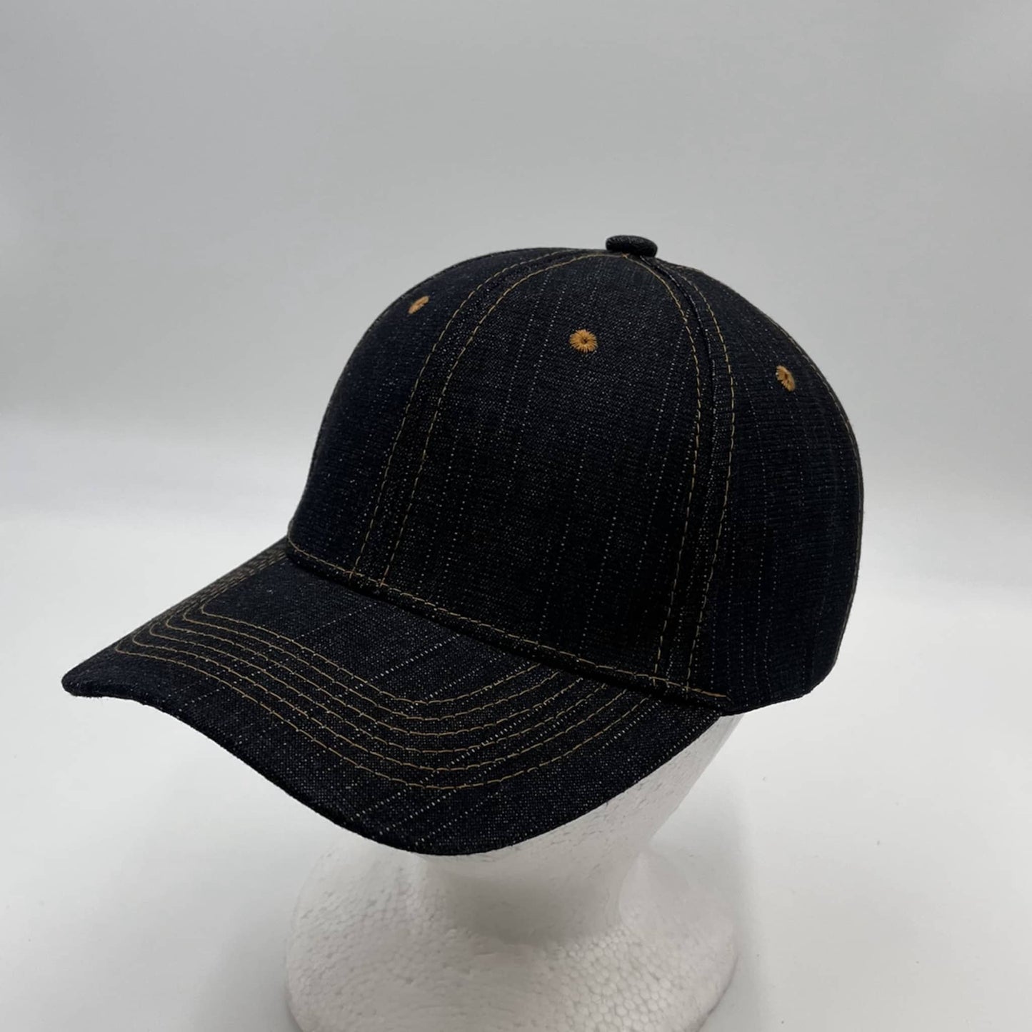 Plain Velcro Dark Denim with Khaki Eyelets 12 pack PCV01-D1 Cap Hat