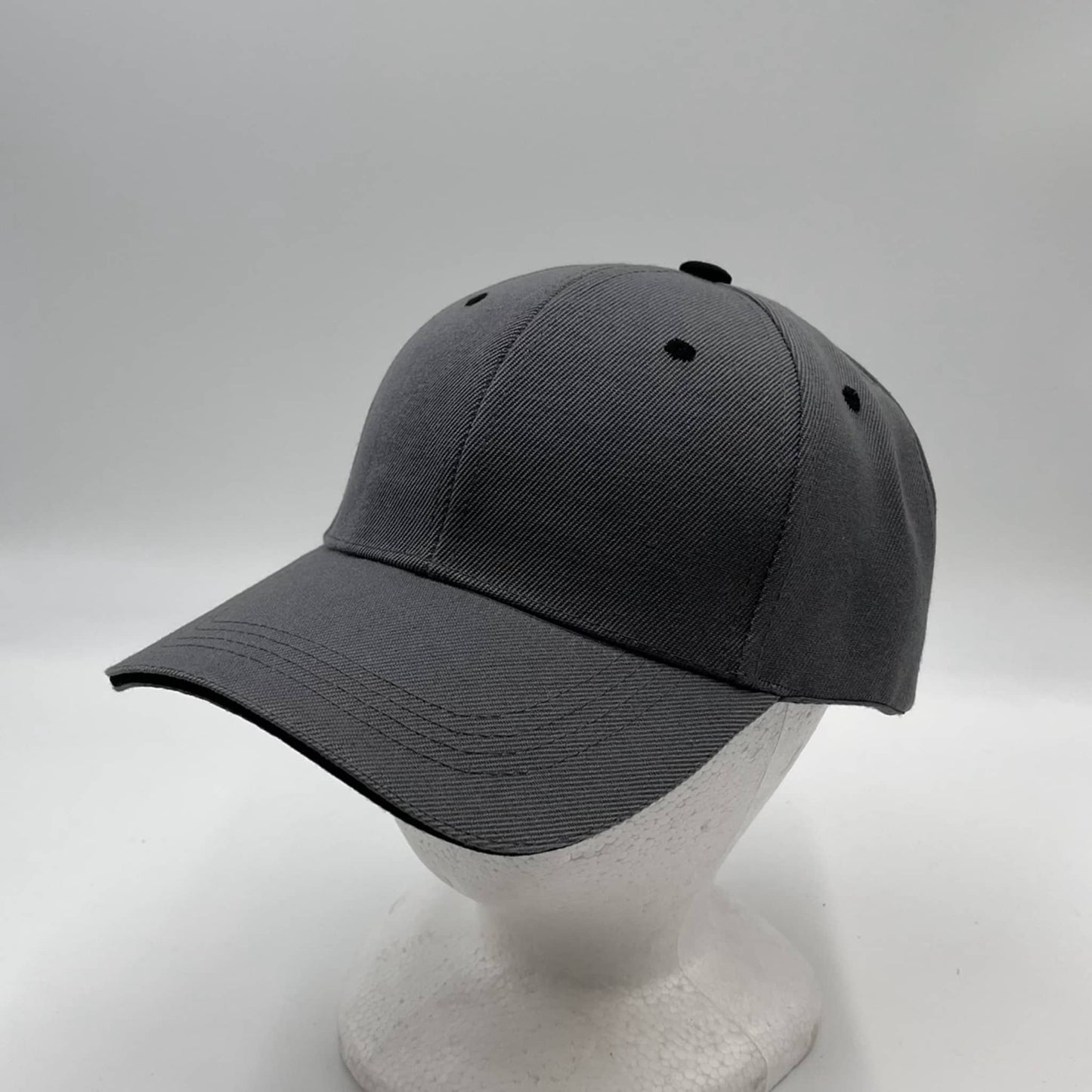 Alpha Omega Cap Plain Sandwich Velcro Dark Gray and Black Eyelets 12 pack PCV0306 Cap Hat