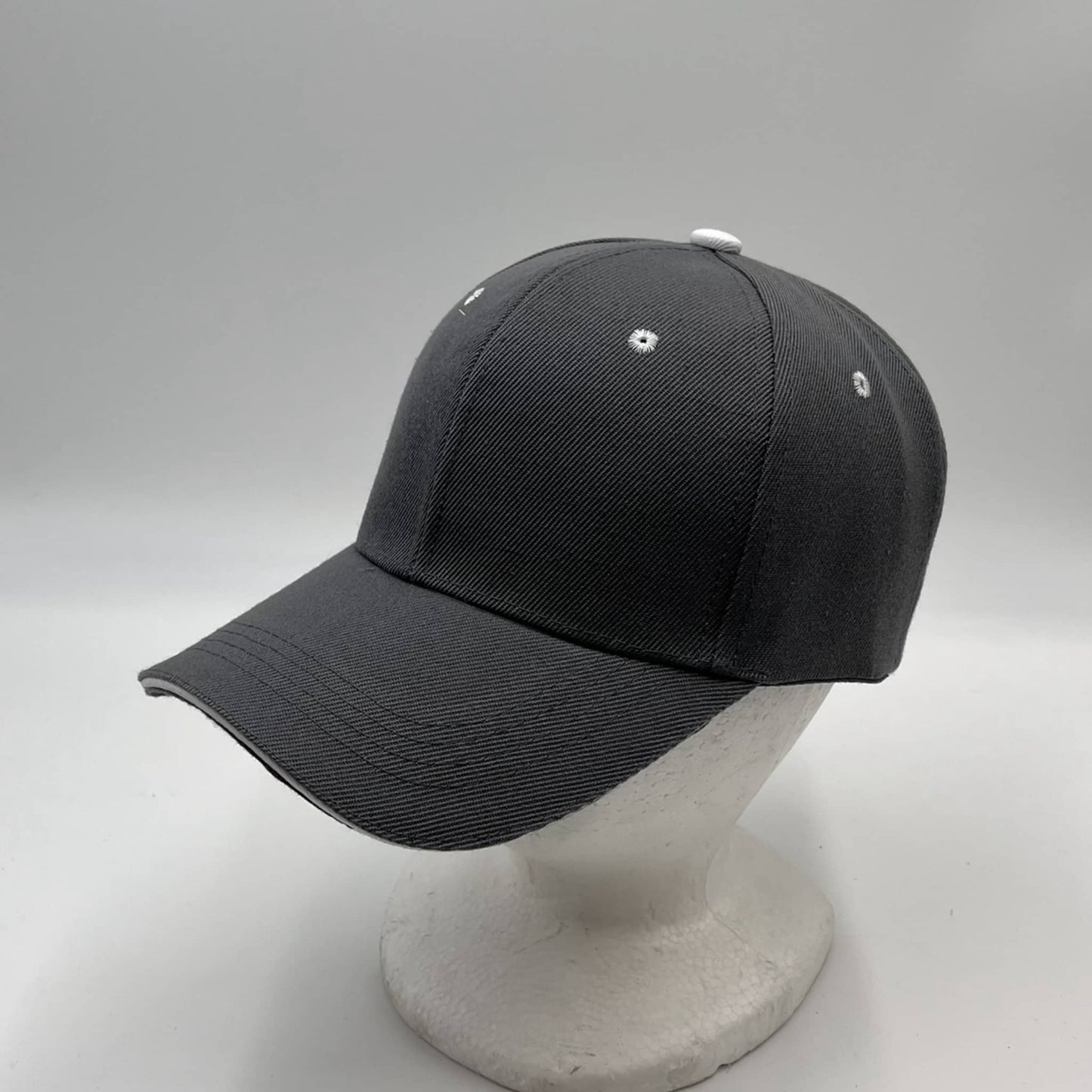 Plain Sandwich Velcro Dark Gray and White Eyelets 12 pack PCV0305 Cap Hat