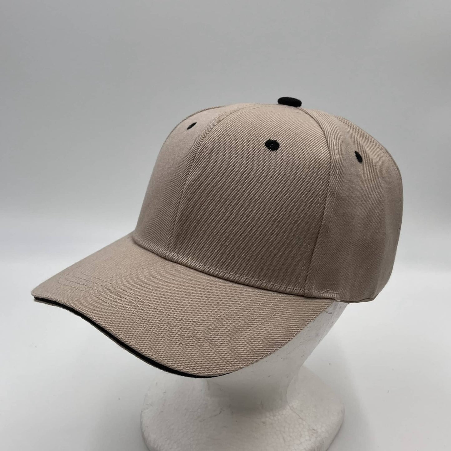 Plain Sandwich Velcro Tan and Black Eyelets 12 pack PCV0304 Cap Hat