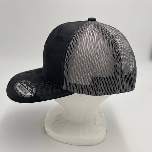 CAMO 6 Panel New Trucker Black Camo and Gray Mesh 12 pack NS6TMC1 Cap Hat