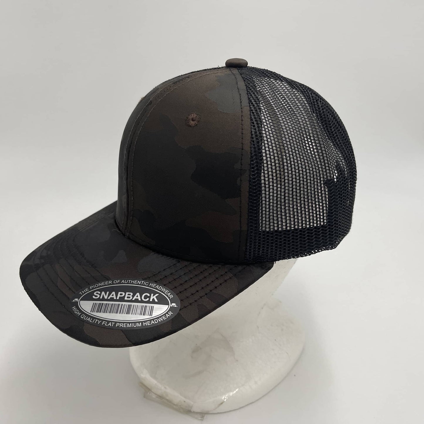CAMO 6 Panel New Trucker Dark Brown Camo and Black Mesh 12 pack NS6TMC6 Cap Hat