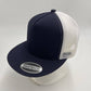 Plain Flat 5P Mesh Trucker Navy Blue and White Mesh 12 pack CF5M1206 Cap Hat