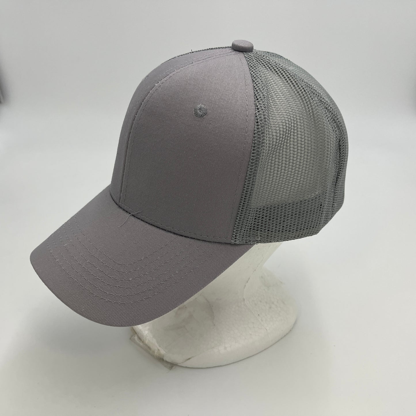 Plain Mesh Velcro Light Gray and Light Gray Mesh 12 pack CTM1116 Cap Hat
