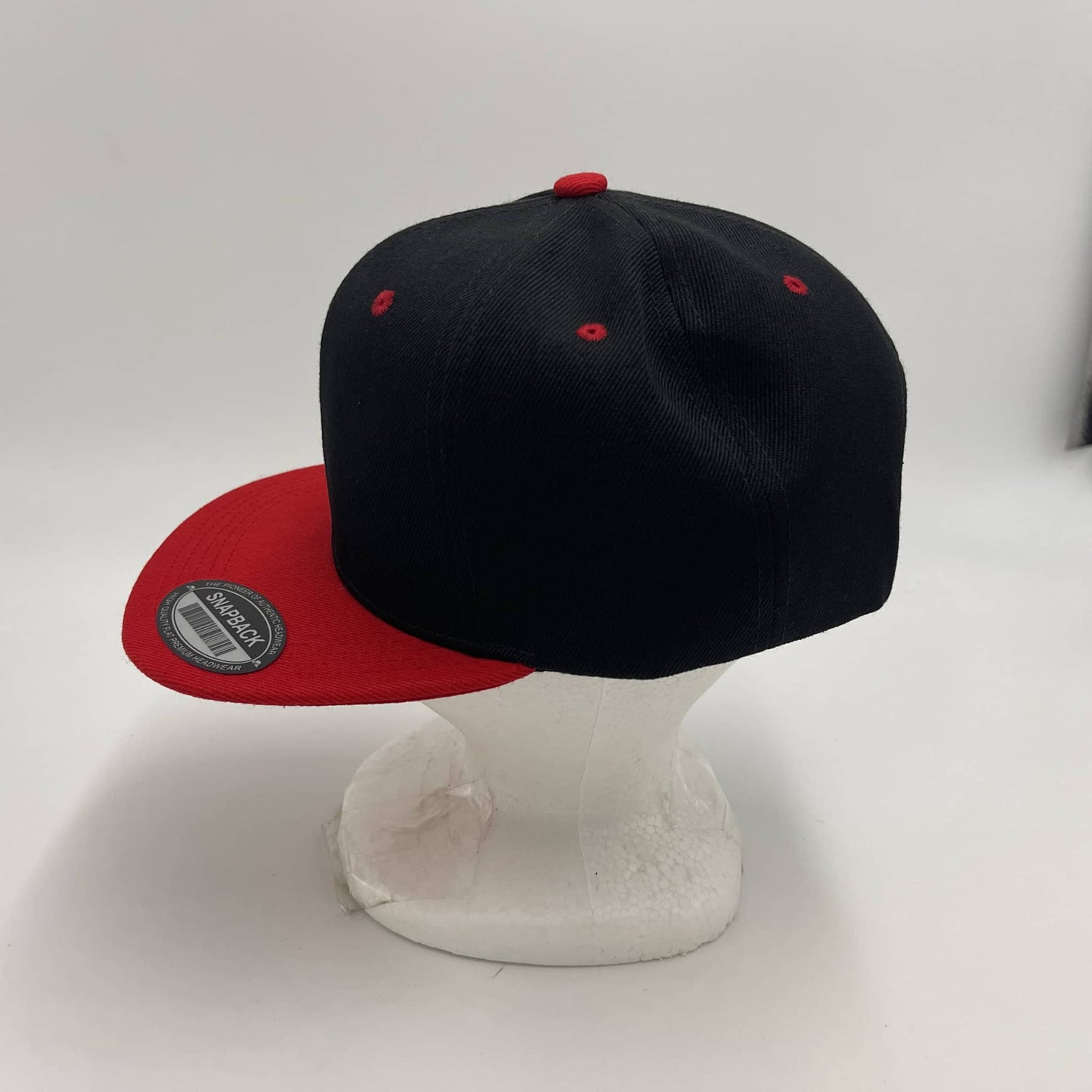 Plain Poly Snapback Black and Red Lid 12 pack PFS02T12 Cap Hat