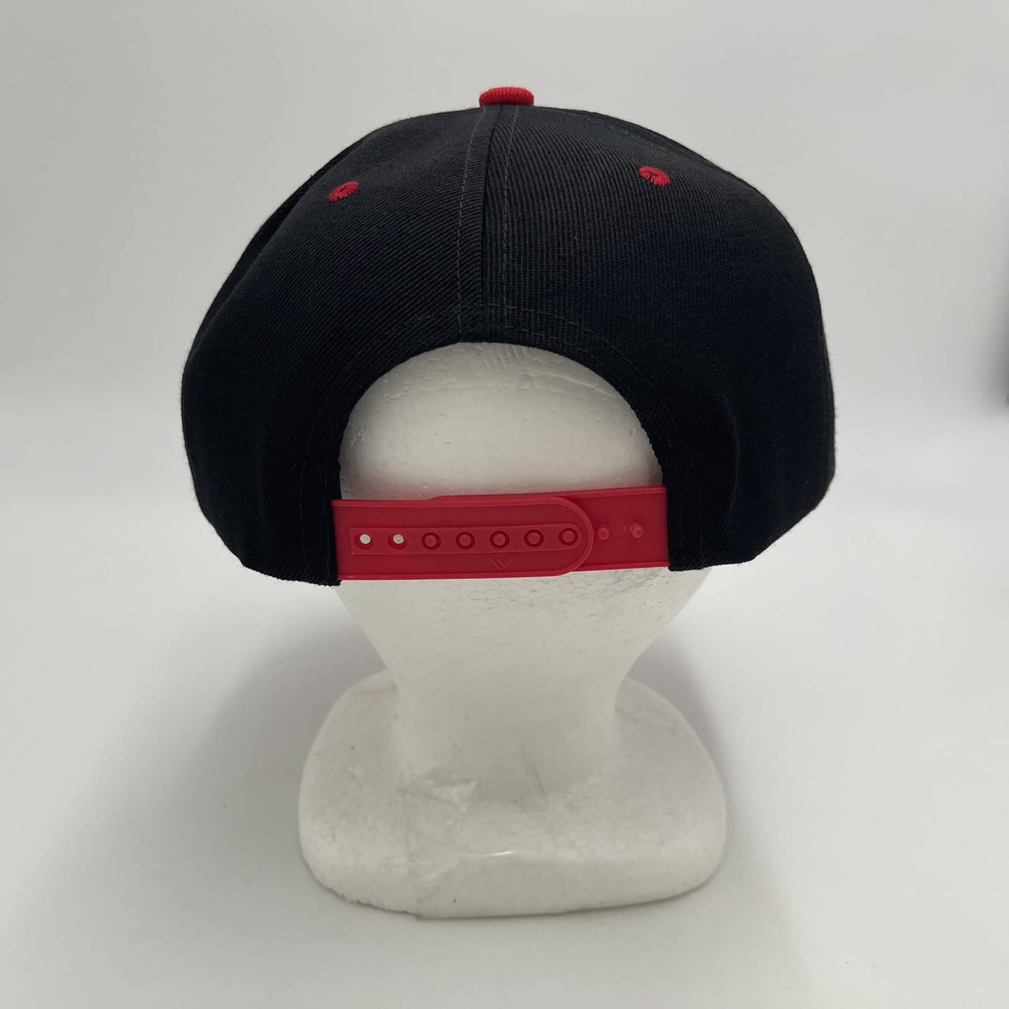 Plain Poly Snapback Black and Red Lid 12 pack PFS02T12 Cap Hat