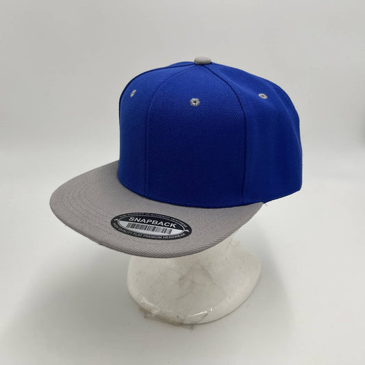 Plain Poly Snapback Blue and Gray Eyelets/Bill 12 pack PFS0555 Cap Hat