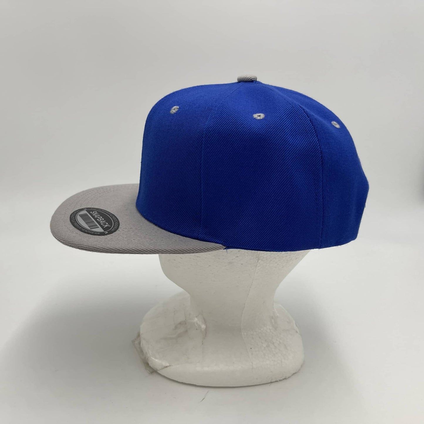 Plain Poly Snapback Blue and Gray Eyelets/Bill 12 pack PFS0555 Cap Hat