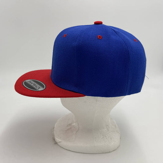 Alpha Omega Cap Plain Poly Snapback Blue and Red Eyelets/Bill 12 pack PFS0541 Cap Hat