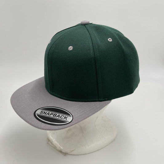 Plain Poly Snapback Forest Green and Light Gray Lid 12 pack PFS02T08 Cap Hat