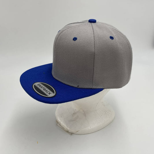 Plain Poly Snapback Gray and Blue Eyelets/Bill 12 pack PFS0547 Cap Hat