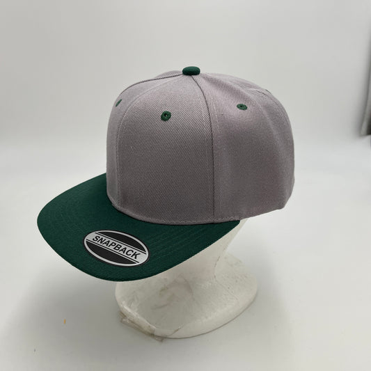 Plain Poly Snapback Gray and Green Eyelets/Bill 12 pack PFS0542 Cap Hat