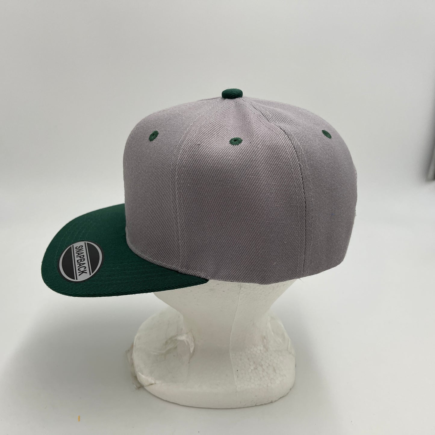 Plain Poly Snapback Gray and Green Eyelets/Bill 12 pack PFS0542 Cap Hat