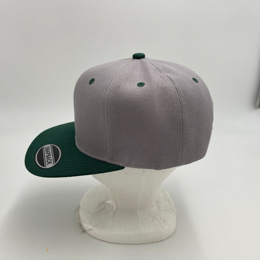 Alpha Omega Cap Plain Poly Snapback Gray and Green Eyelets/Bill 12 pack PFS0542 Cap Hat