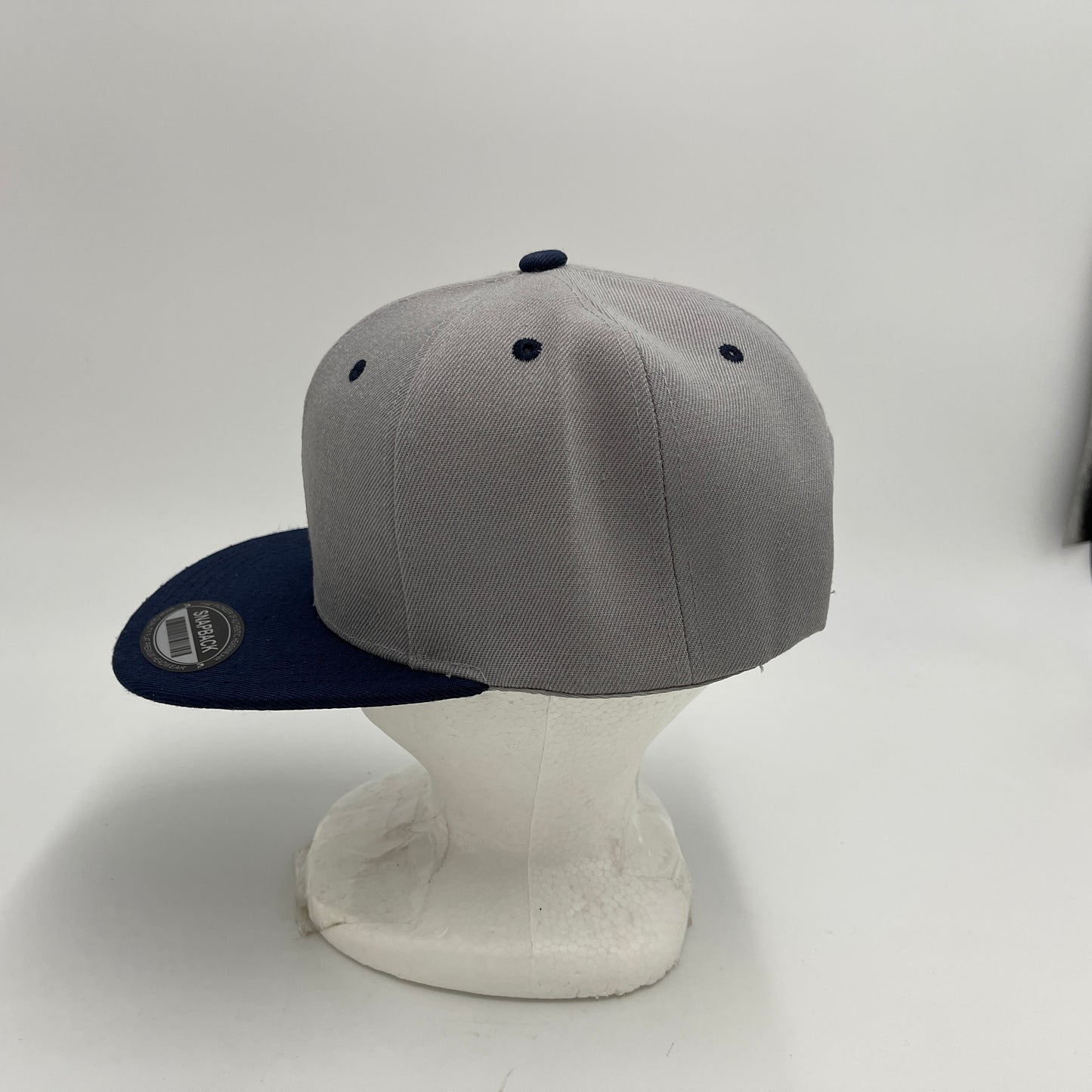 Alpha Omega Cap Plain Poly Snapback Gray and Navy Blue Eyelets/Bill 12 pack PFS0540 Cap Hat