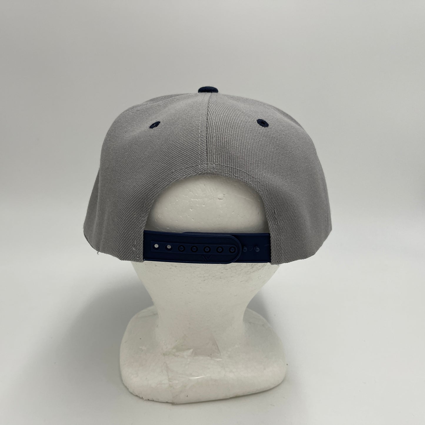 Alpha Omega Cap Plain Poly Snapback Gray and Navy Blue Eyelets/Bill 12 pack PFS0540 Cap Hat