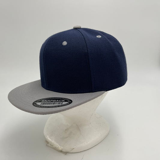 Alpha Omega Cap Plain Poly Snapback Navy Blue and Light Gray Lid 12 pack PFS02T07 Cap Hat