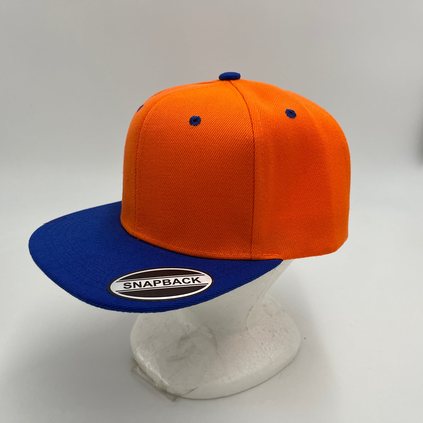 Alpha Omega Cap Plain Poly Snapback Orange and Blue Lid 12 pack PFS02T09 Cap Hat