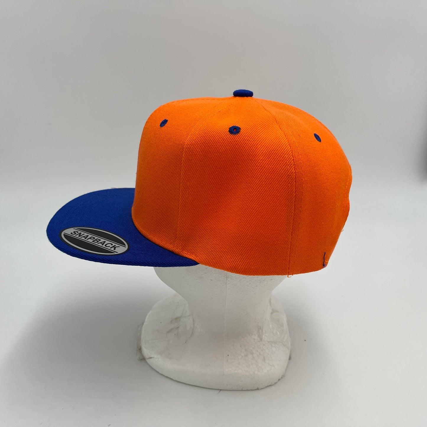 Alpha Omega Cap Plain Poly Snapback Orange and Blue Lid 12 pack PFS02T09 Cap Hat