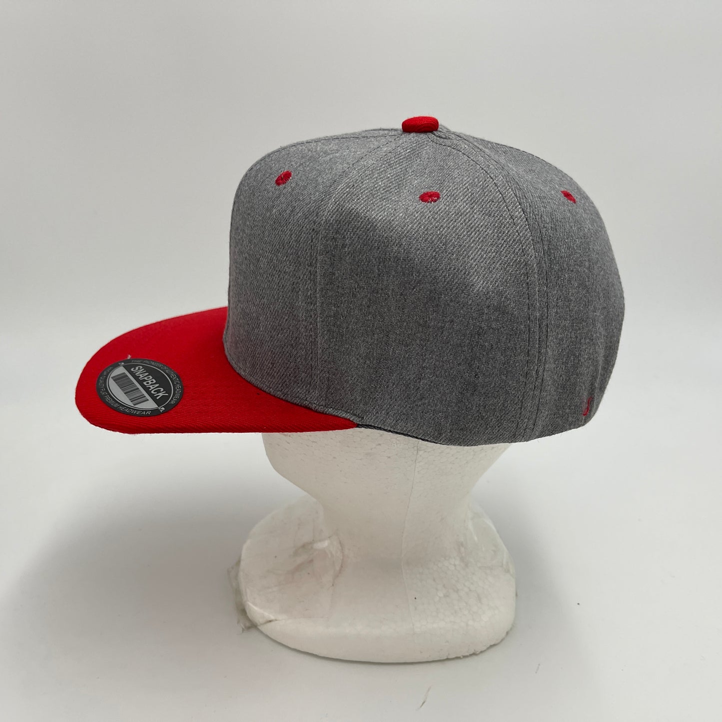 Plain Poly Snapback Textured Dark Gray and Red Eyelets/Bill 12 pack PFS02T25 Cap Hat