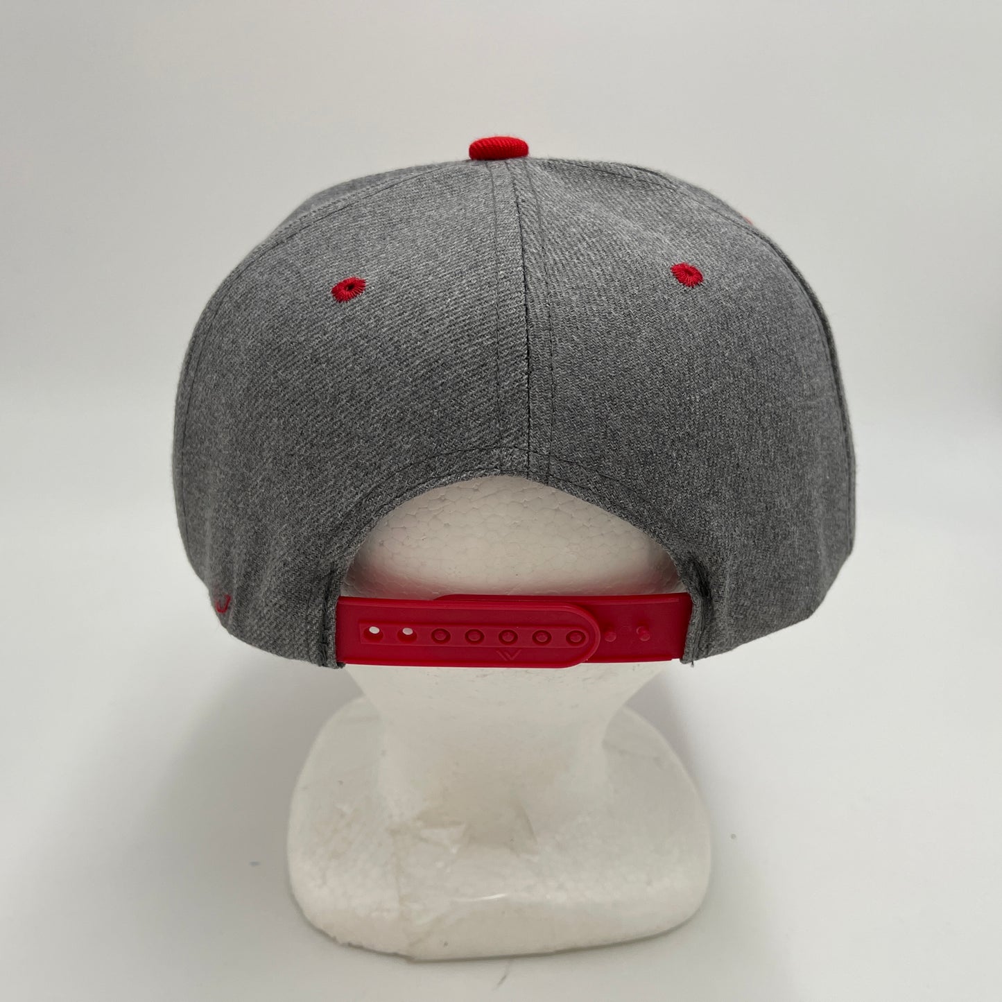 Plain Poly Snapback Textured Dark Gray and Red Eyelets/Bill 12 pack PFS02T25 Cap Hat