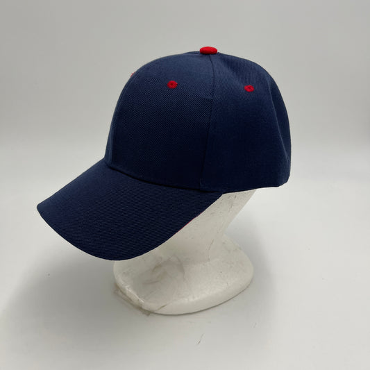 Plain Sandwich Velcro Navy Blue and Red Eyelets 12 pack PCV0316 Cap Hat