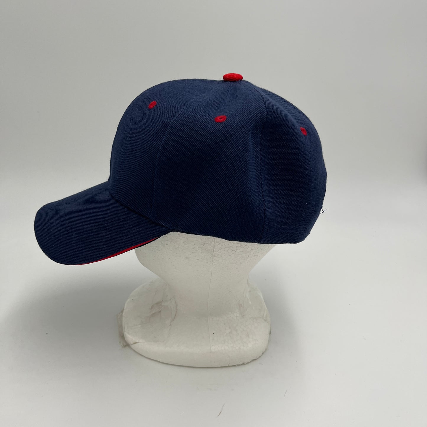 Plain Sandwich Velcro Navy Blue and Red Eyelets 12 pack PCV0316 Cap Hat