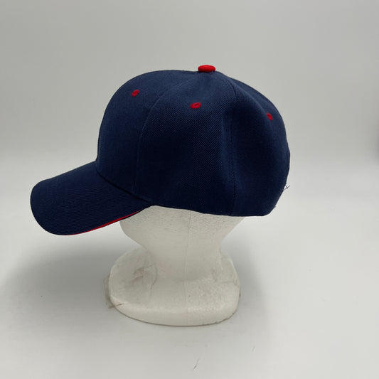 Plain Sandwich Velcro Navy Blue and Red Eyelets 12 pack PCV0316 Cap Hat