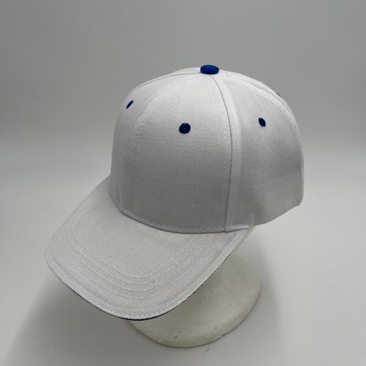 Plain Sandwich Velcro White and Navy Blue Eyelets 12 pack PCV0310 Cap Hat