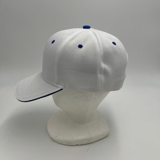 Plain Sandwich Velcro White and Navy Blue Eyelets 12 pack PCV0310 Cap Hat