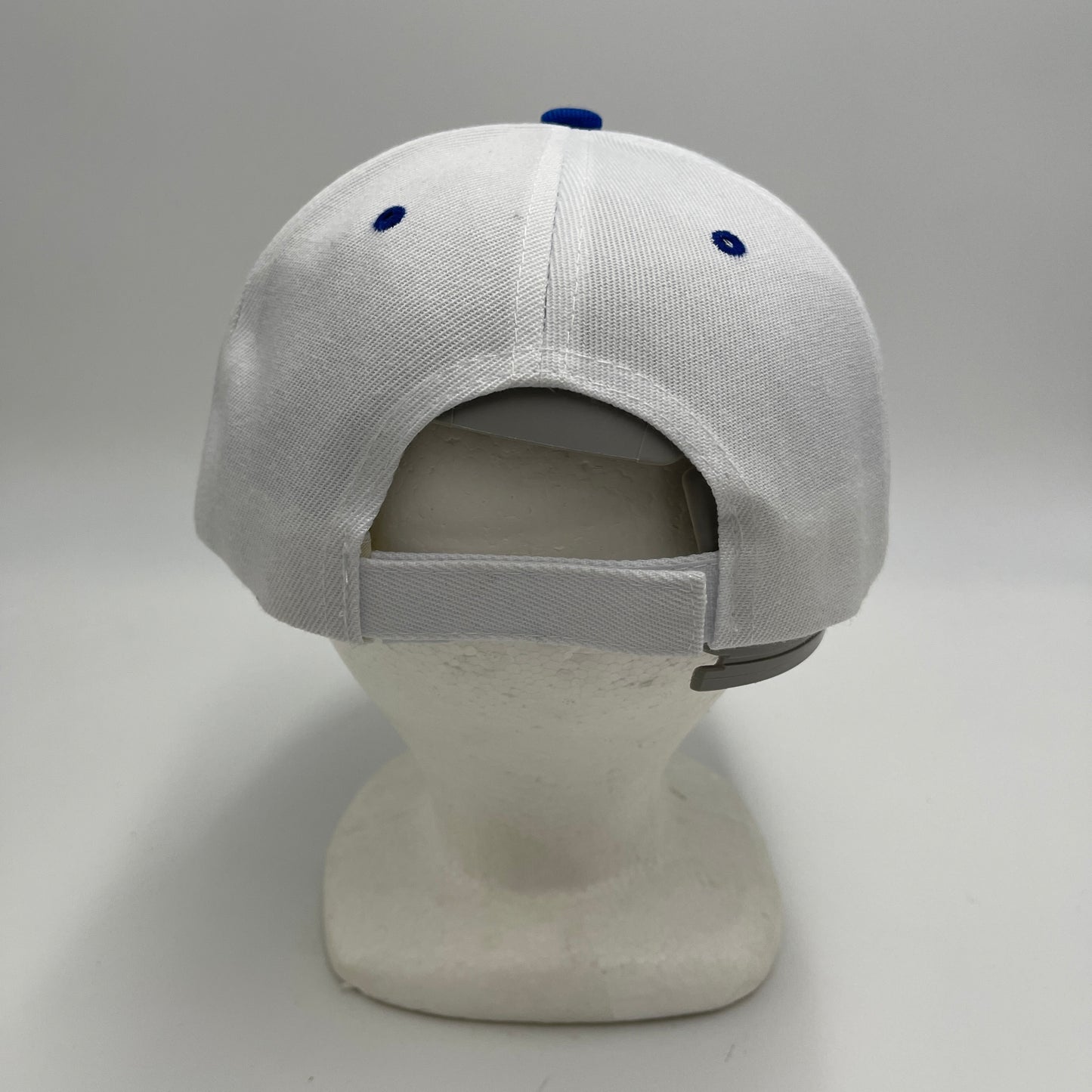 Plain Sandwich Velcro White and Navy Blue Eyelets 12 pack PCV0310 Cap Hat