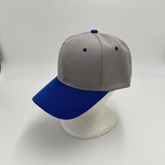 Plain Two Tone Velcro Gray and Blue Eyelets/Bill 12 pack PCV0223 Cap Hat