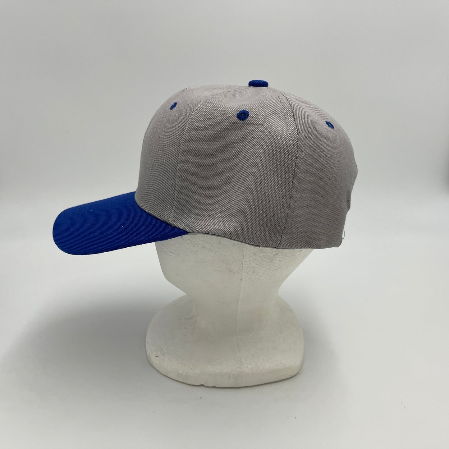 Plain Two Tone Velcro Gray and Blue Eyelets/Bill 12 pack PCV0223 Cap Hat